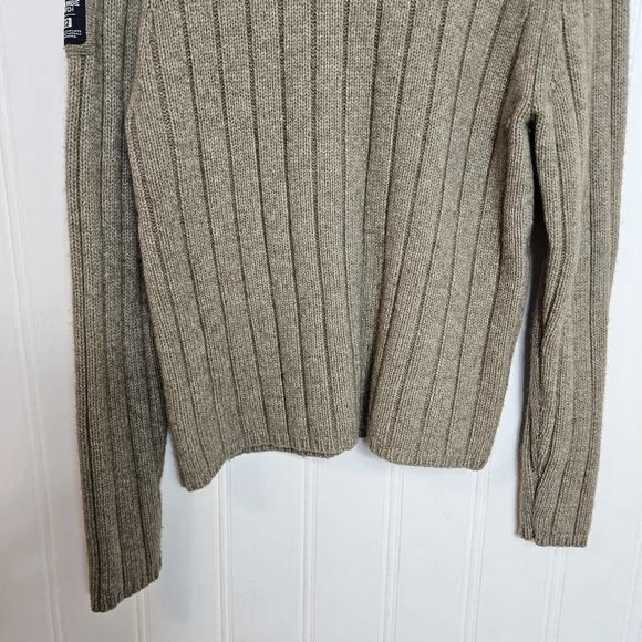 Abercrombie Fitch Heavy Lambswool Sweater XXL Tan Brown Chunky Knit Pullover - Picture 8 of 11